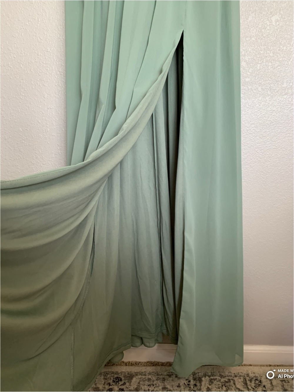 Lulus Medium Radiant Charisma Sage Brush Chiffon Ruched Tie-Strap Maxi Dress NWT - Picture 6 of 17